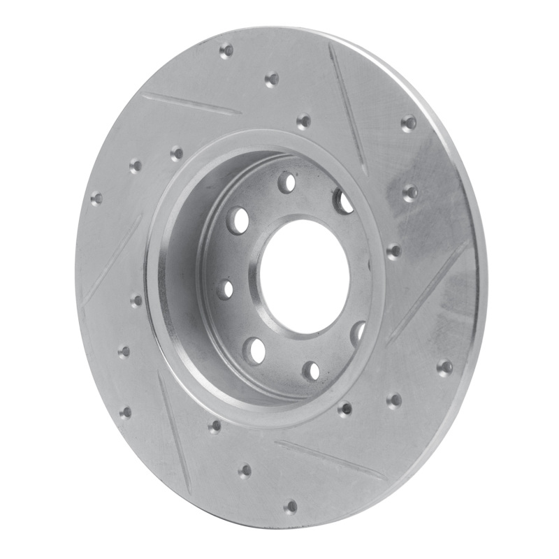 Fiat 500E Brake Rotor (1) - Rear Left - R1 Concepts - Drilled & Slotted - Silver - `13-`19